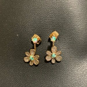 Anthropologie gold, opal, and crystal ear jackets